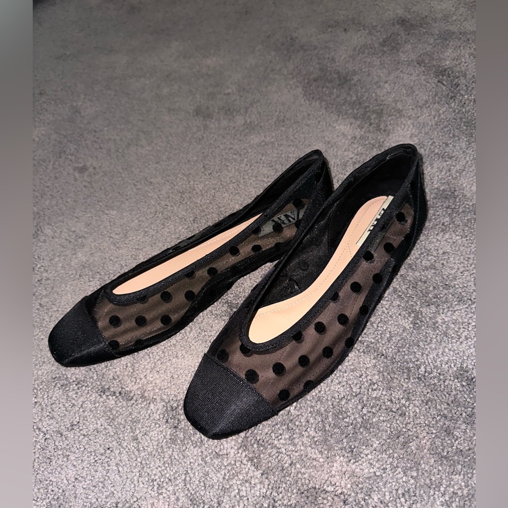 Zara mesh polka dot ballet flats